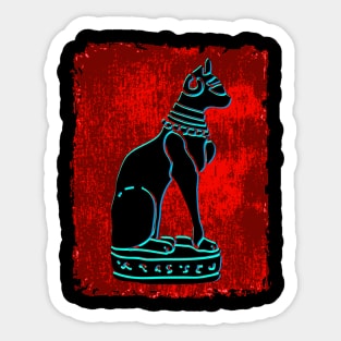 Bastet Cat Black/Teal/Red Sticker